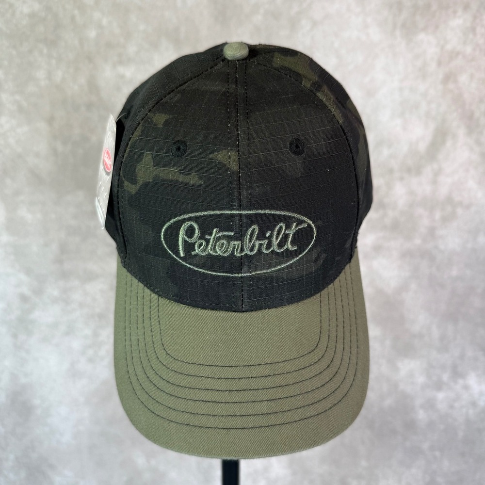 Peterbilt Trucker Black Camo Cap Ripstop Green Bill Snapback Hat Tactical OSFM